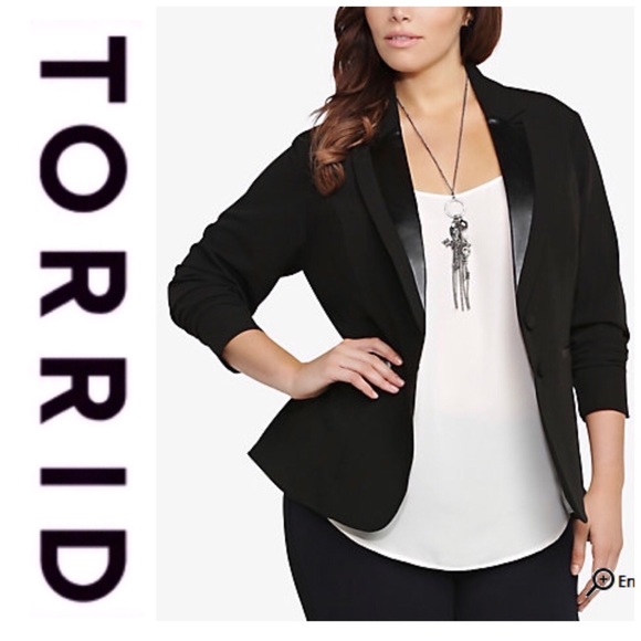 torrid Jackets & Blazers - Torrid Faux Leather Trim Blazer, NWT!